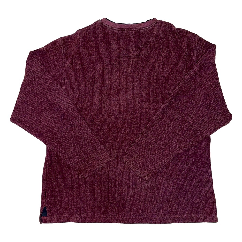 Haggar Burgundy Ribbed Layered V-Neck Long Sleeve Shirt (L) - Picture 3 of 6